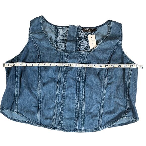 Lane Bryant Size 22 Denim Cropped Corset Tank Top Zip Back Stretch NWT Stretch - Picture 6 of 10